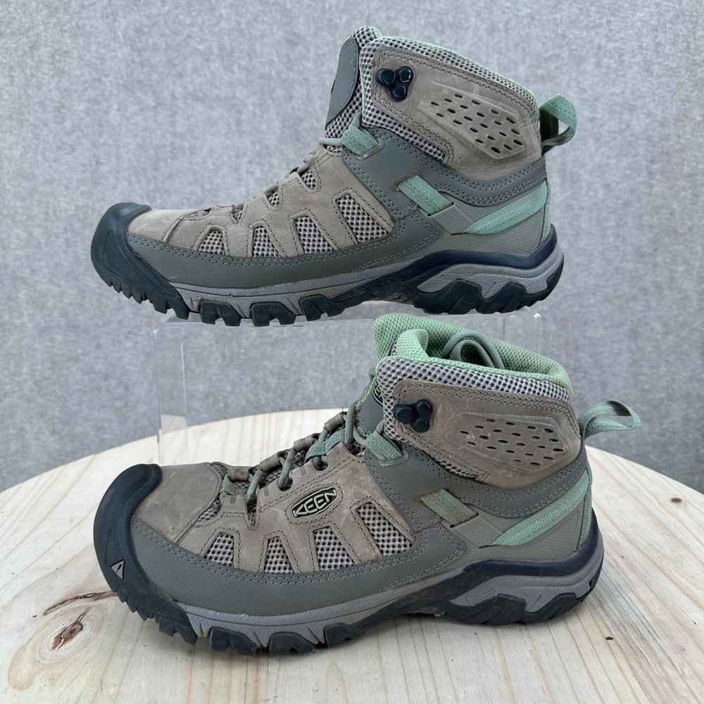 KEEN Targhee Vent Mid Hiking Boots Women 10 Brown Green Mesh Trail 1018589-KTH